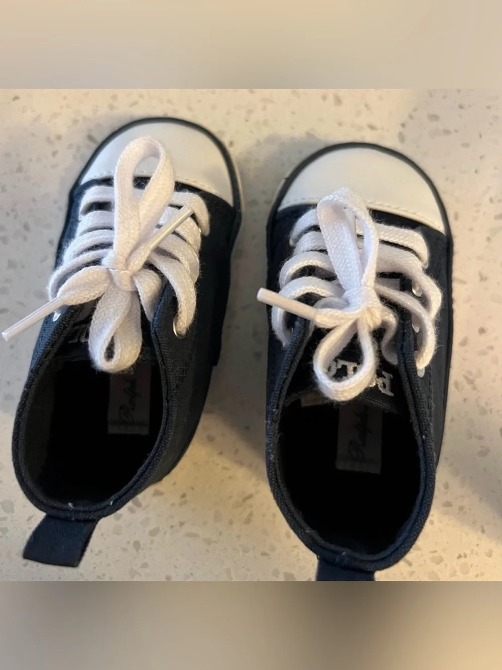 Polo Ralph Lauren Navy/White Baby Crib Shoes Size 3 NIB